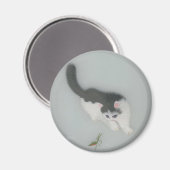 Chinees Afbeelding van kat van zijde Magneet (Voorkant / Achterkant)