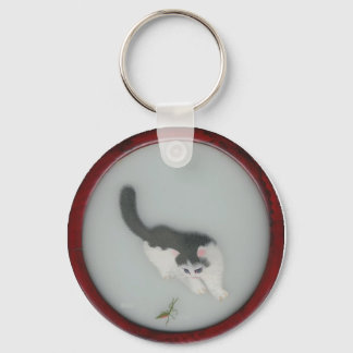 Chinees Afbeelding van kat van zijde Sleutelhanger