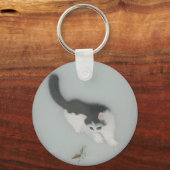 Chinees Afbeelding van kat van zijde Sleutelhanger (Voorkant)