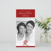 Chinees 'Ai' / Liefde Kleurrijke Lente Bloemen Fot Save The Date (Staand voorkant)