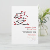 Chinees Ai Love Cherry Blossom Red Sakura Weddensc Kaart (Staand voorkant)