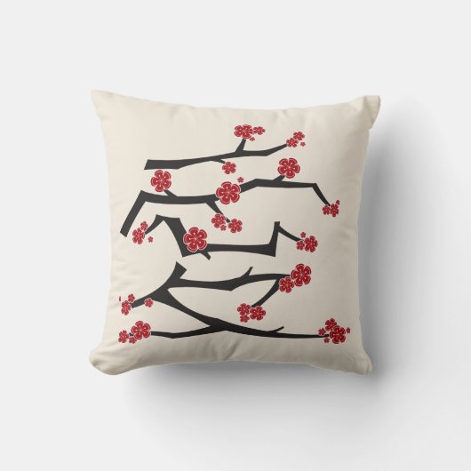 Chinees Ai Love Cherry Blossom Red Sakura Weddensc Kussen (Voorkant)