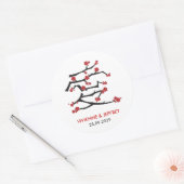 Chinees Ai Love Cherry Blossom Red Sakura Weddensc Ronde Sticker (Envelop)