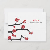 Chinees Ai Love Cherry Blossom Red Sakura Weddensc RSVP Kaartje (Achterkant)