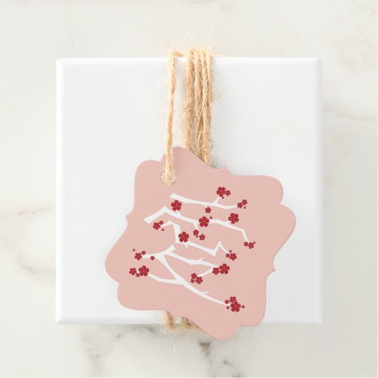 Chinees Ai Love Red Cherry Blossom Verloving Fav Bedankjes Labels (In situ)
