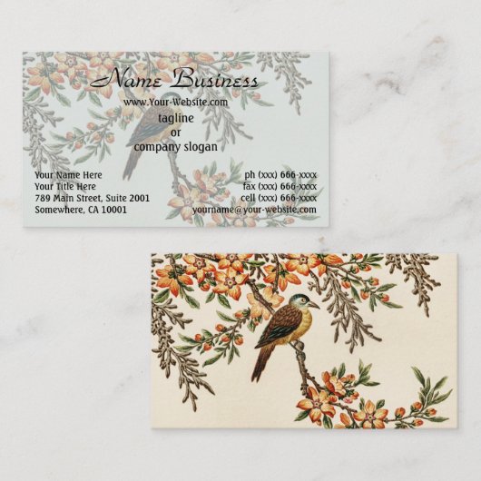 Chinees Antiek Flower & Bird,  tuin Visitekaartje (Voorkant / Achterkant)
