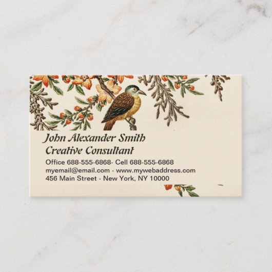 Chinees Antiek Flower & Bird,  tuin Visitekaartje (Voorkant)