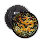 Chinees antiek geborduurde gouden draak button flesopener (Voorkant)