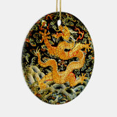 Chinees antiek geborduurde gouden draak keramisch ornament (Rechts)