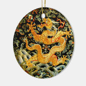 Chinees antiek geborduurde gouden draak keramisch ornament (Links)