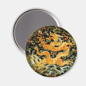 Chinees antiek geborduurde gouden draak magneet (Voorkant / Achterkant)