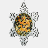 Chinees antiek geborduurde gouden draak tin sneeuwvlok ornament (Rechts)