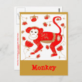 Chinees apenastrologisch Briefkaart (Voorkant / Achterkant)