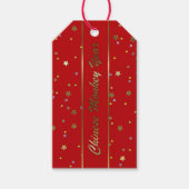 Chinees Apenjaar Golden Tiny Stars Red Gift Label Cadeaulabel (Voorkant)