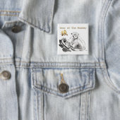 Chinees apenjaar Zodiadisch Gold Symbol Square B Vierkante Button 5,1 Cm (In situ)