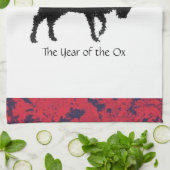 Chinees astrologisch jaar van de Ox Black en Red Theedoek (Gevouwen)