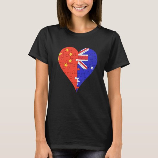 Chinees Australisch vlaggehart T-shirt (Voorkant)