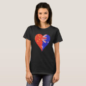 Chinees Australisch vlaggehart T-shirt (Voorkant volledig)