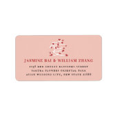 Chinees avi Love Red Cherry Blossom Adres Etiket (Voorkant)