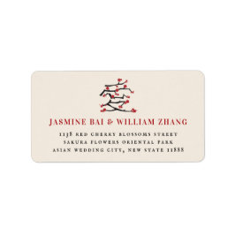 Chinees avi Love Red Cherry Blossom Adres Etiket