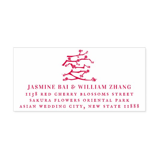 Chinees avi Love Red Cherry Blossom Adres Zelfinktende Stempel (Design)