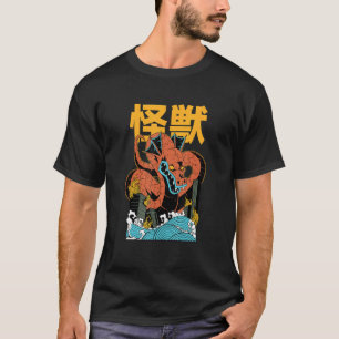 Chinees Aziatisch japans monster vernietigde gebou T-shirt