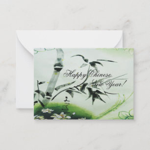 Chinees bamboe in schilderstijl notitiekaartje