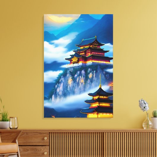 Chinees bergpaleis canvas afdruk (Insitu (Woonkamer))