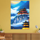 Chinees bergpaleis canvas afdruk (Insitu (Woonkamer))