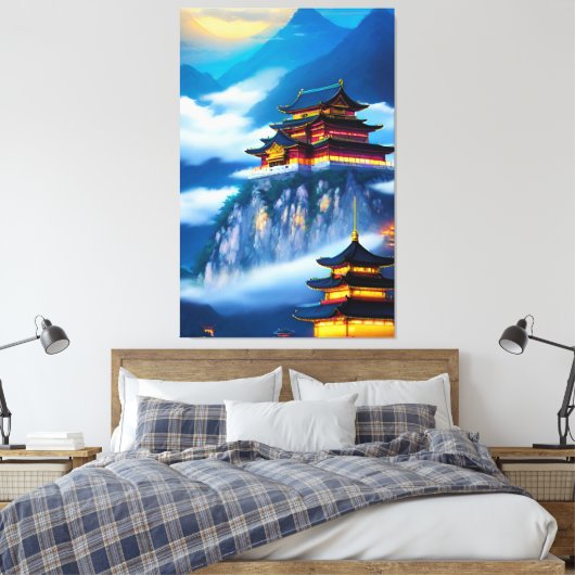 Chinees bergpaleis canvas afdruk (Insitu (Slaapkamer))