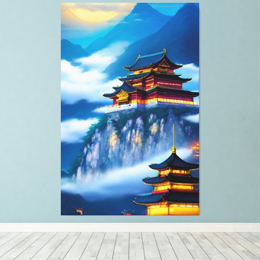 Chinees bergpaleis canvas afdruk (Insitu (Houten vloer))
