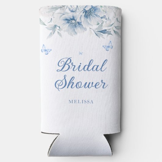 Chinees Blauw Bloemen Modern Vrijgezellenfeest Cus Seltzer Blikjeskoeler (Achterkant)