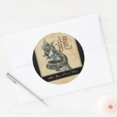 Chinees Blauw Dragon Ronde Boekplaat Stickers (Envelop)