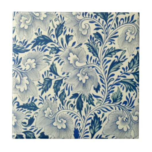 Chinees blauw en wit lef ~ Delft ~ * ~ Tegeltje (Voorkant)