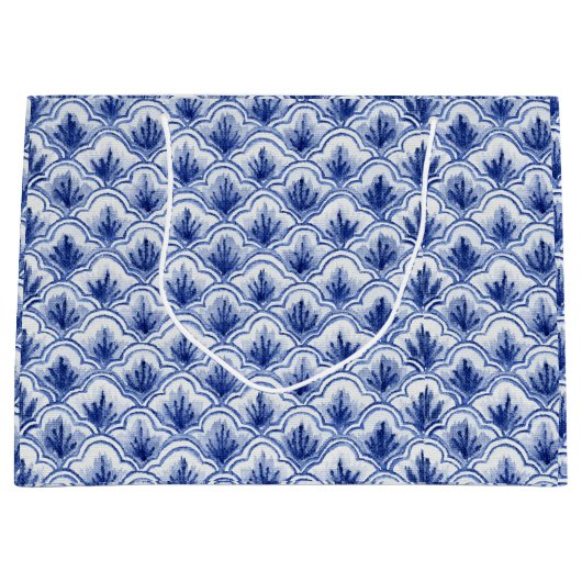 Chinees  blauw en wit Shell Pattern Groot Cadeauzakje (Voorkant)