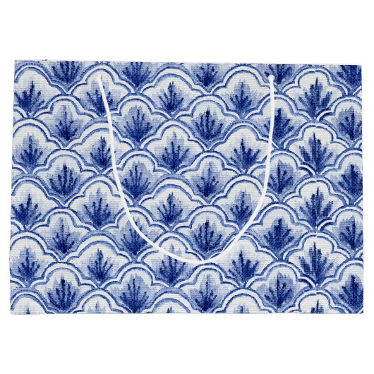Chinees  blauw en wit Shell Pattern Groot Cadeauzakje (Achterkant)