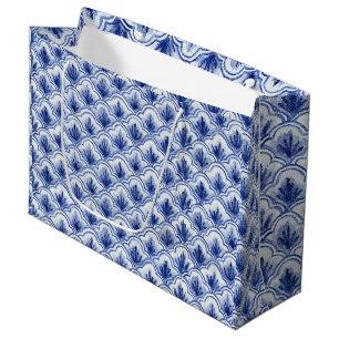 Chinees blauw en wit Shell Pattern Groot Cadeauzakje