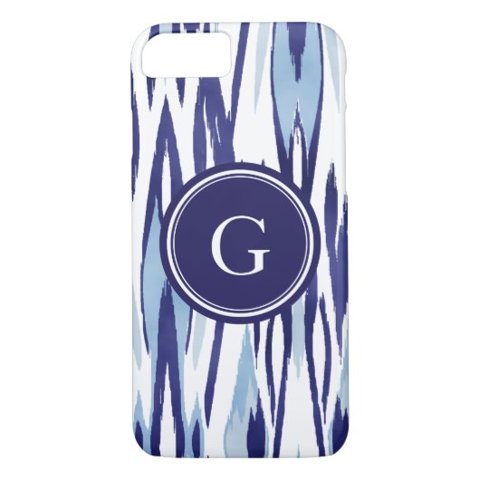 Chinees blauw en wit waterverf ikatpatroon Case-Mate iPhone case (Achterkant)