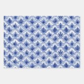 Chinees  Blauw en Witte Chinoiserie Floral Inpakpapier Vel (Voorkant 3)