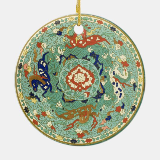  Chinees Blauw Groen Kunstontwerp Natuur Keramisch Ornament (Achterkant)