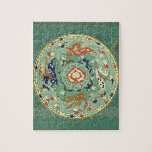  Chinees Blauw Groene Cirkel Legpuzzel