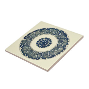 Chinees blauw lef op witte achtergrond ~ * ~ tegeltje