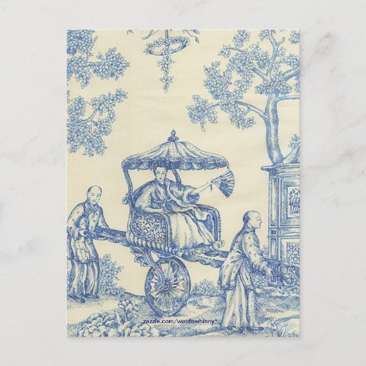 Chinees Blauw Toile Briefkaart (Voorkant)