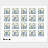 Chinees Blauw Toile Vierkante Sticker (Vel)