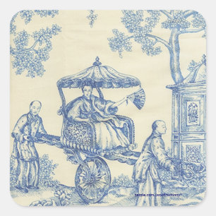 Chinees Blauw Toile Vierkante Sticker