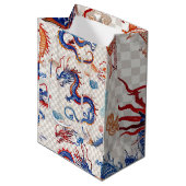 Chinees blauw vliegende draak medium cadeauzakje (Voorkant Gekanteld)