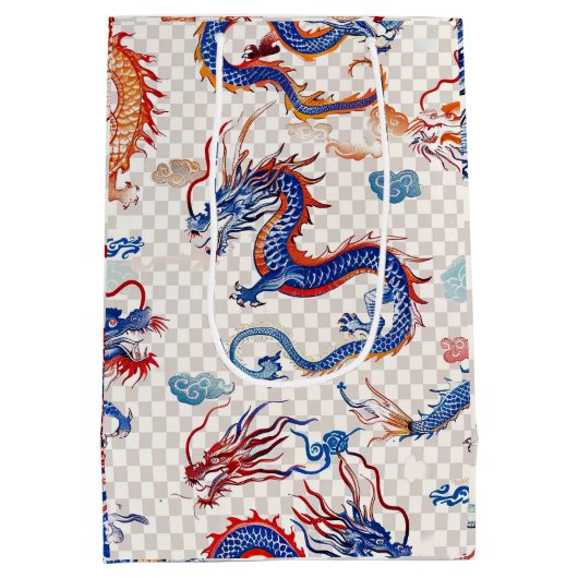 Chinees blauw vliegende draak medium medium cadeauzakje (Achterkant)