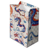 Chinees blauw vliegende draak medium medium cadeauzakje (Achterkant Gekanteld)