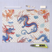Chinees blauw vliegende draak medium tissuepapier (Craft)