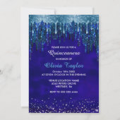 Chinees blauw water druist glitterballonnen Quince Kaart (Achterkant)